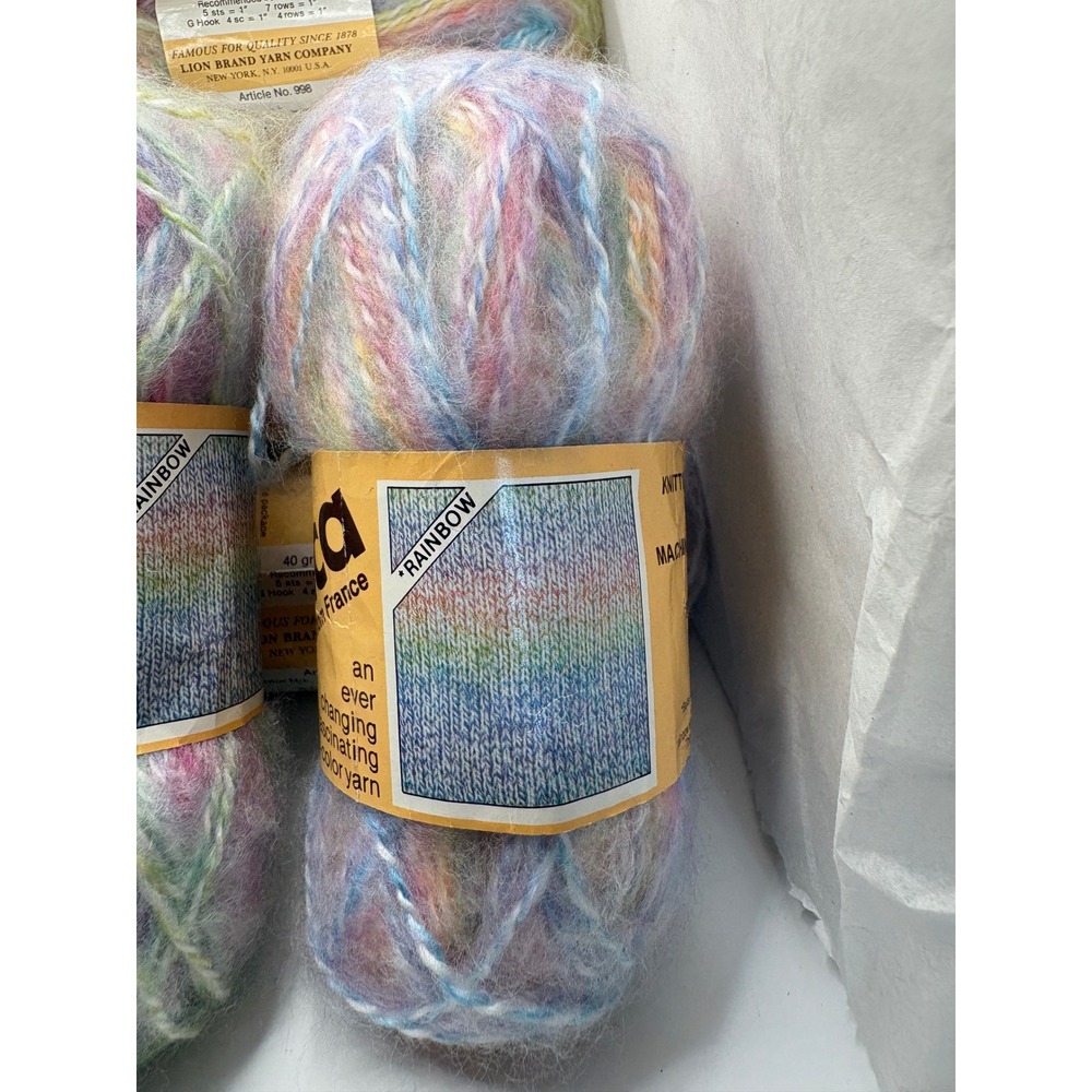 Lion Brand Bianca Yarn 12 Count Rainbow Multi Color Mohair Look France 998 301 - Picture 4 of 7